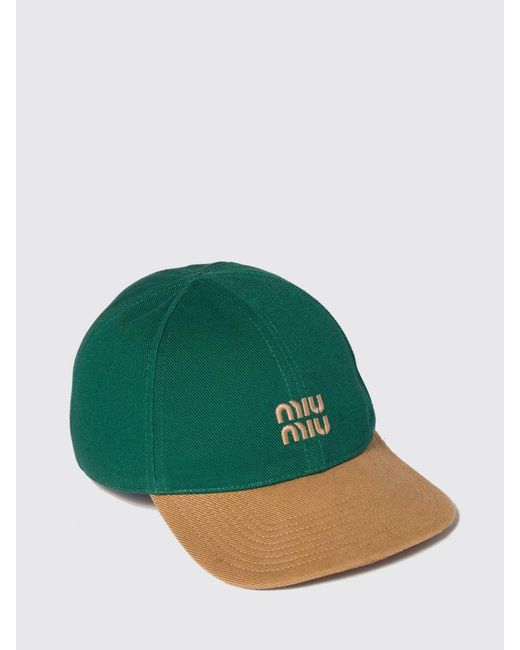 Miu Miu Green Cotton Baseball Cap