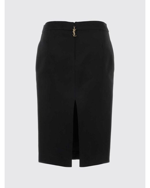 Saint Laurent Black High-Waisted Viscose Pencil Mini Skirt With Ysl Monogram