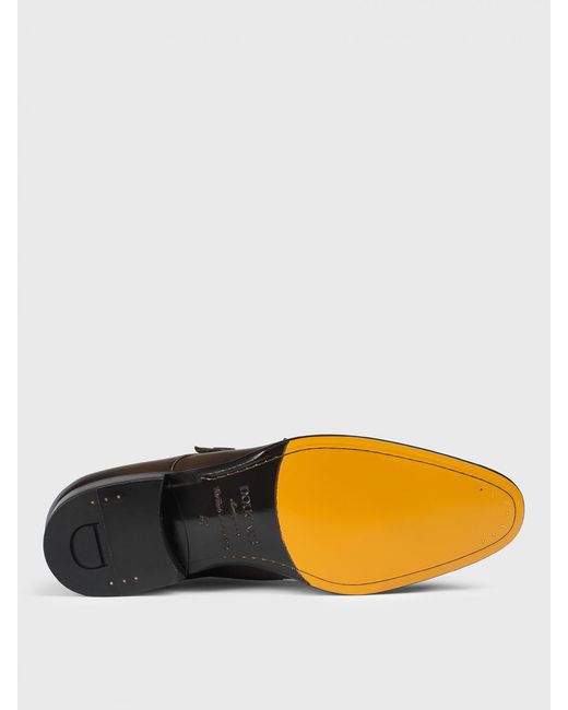 Doucal's Brown Leather Monk Strap Shoes for men