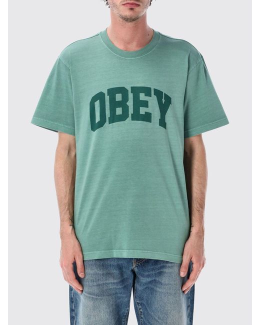 Obey Green Printed Cotton T-Shirt for men