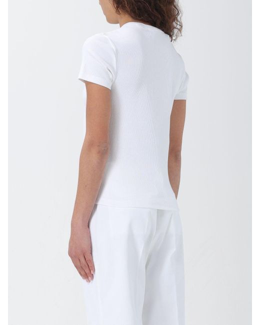 T-shirt in cotone a coste di Ck Jeans in White