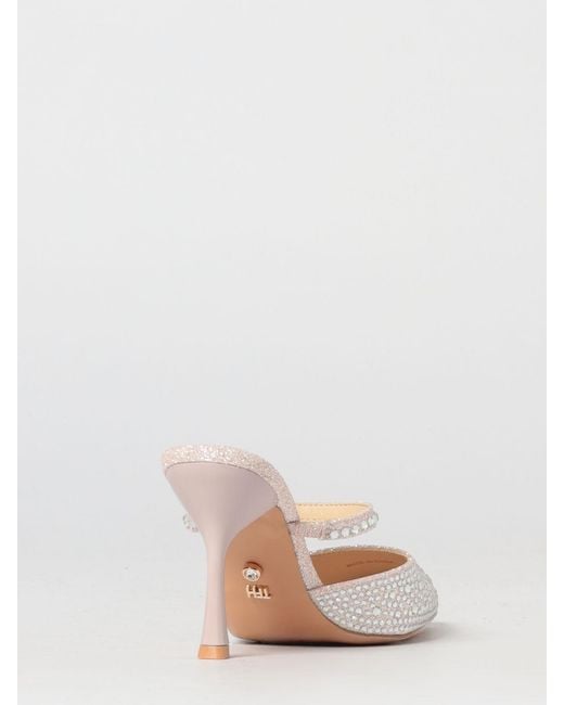 Twentyfourhaitch White Mango Glitter And Rhinestone Mules