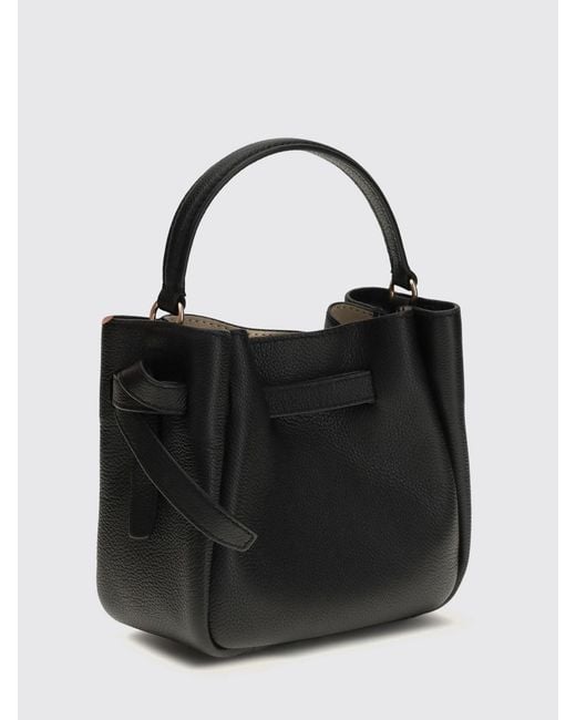 Tory Burch Black Romy Mini Grained Leather Bucket Bag With Double T Logo