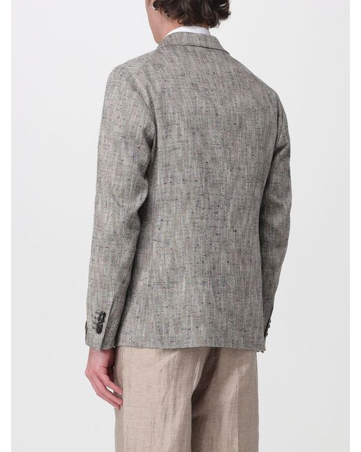 Tagliatore Gray Double-Breasted Cotton And Silk Blazer for men
