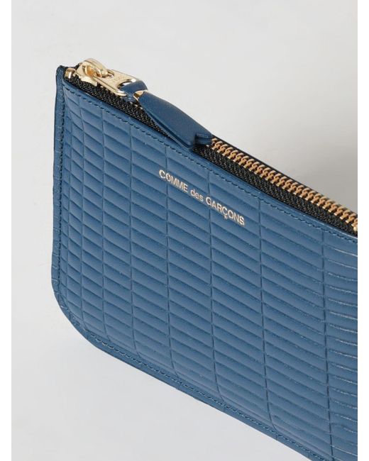 Comme des Garçons Blue Embossed Leather Wallet