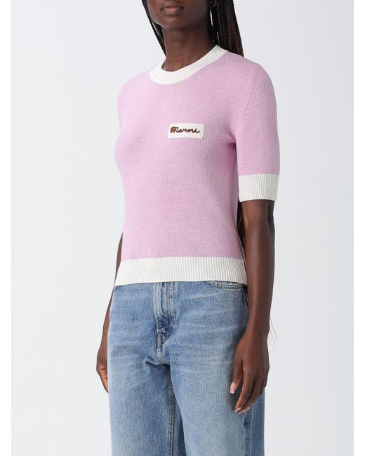 Jersey De Lana Con Logo Marni de color Pink