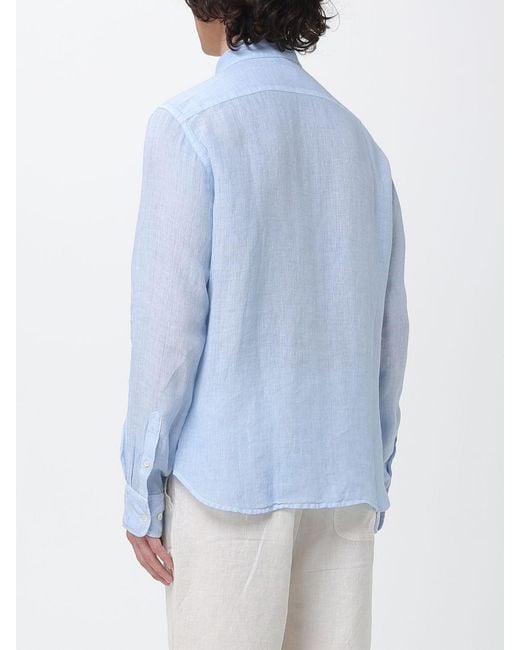 120% Lino Blue Linen Shirt for men