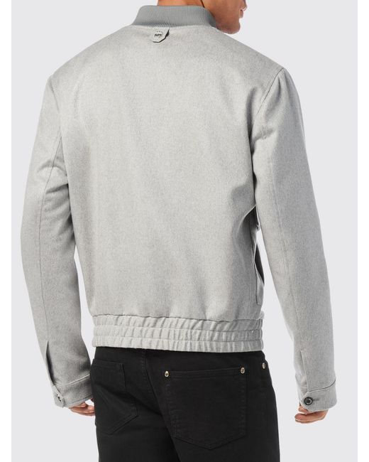 Billionaire Gray Wool Bomber Jacket for men