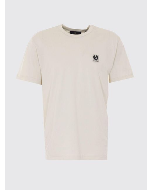 Belstaff White Cotton T-Shirt With Logo for men