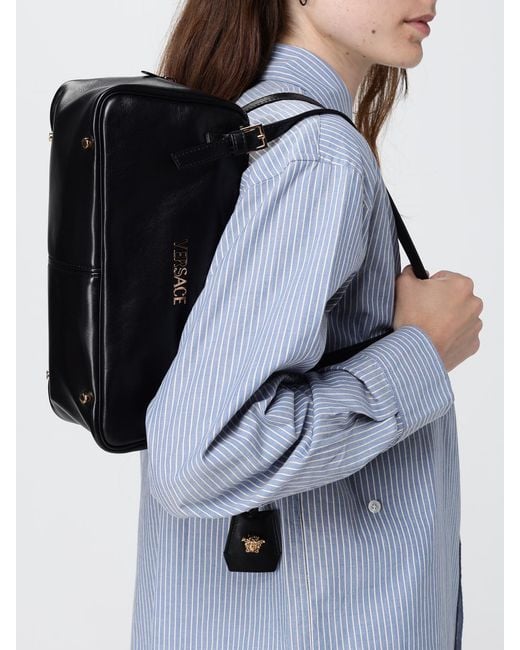 Versace Black Leather Tag Bag