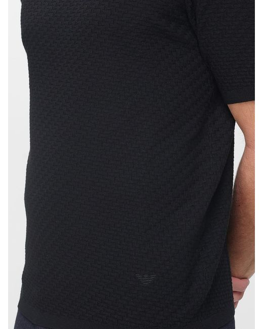 Emporio Armani Black Viscose Blend Crewneck Sweater for men
