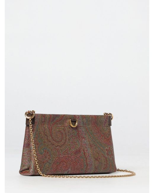 Etro Brown Talk Arnica Mini Coated Cotton Paisley Jacquard Clutch