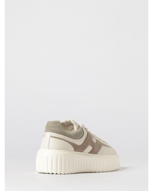 Hogan Natural H-Stripes Hammered Leather Sneakers
