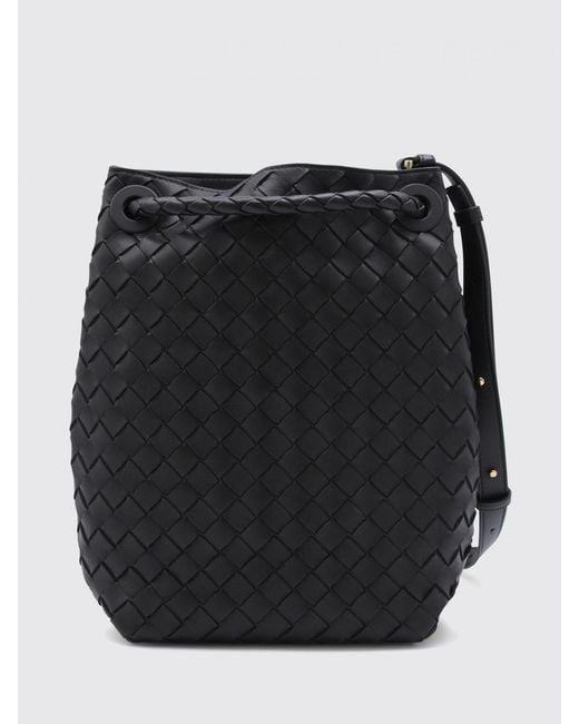 Bottega Veneta Black Andiamo Woven Leather Bucket Bag