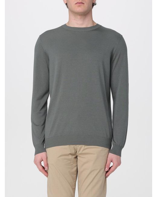 Kangra Gray Cotton And Silk Crew Neck Pullover for men