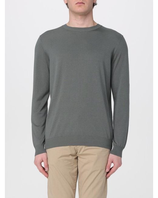 Kangra Gray Cotton And Silk Crew Neck Pullover for men
