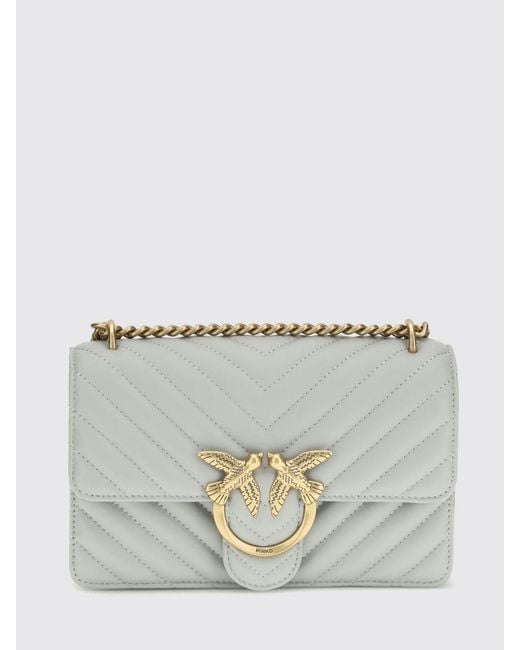 Pinko Gray Love One Mini Chevron Quilted Nappa Bag