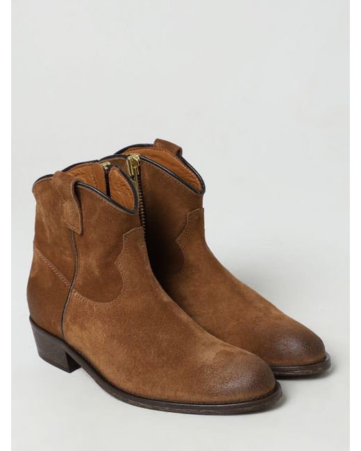 Via Roma 15 Brown Flat Ankle Boots