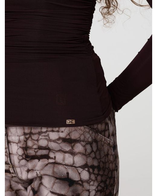 Elisabetta Franchi Purple Stretch Viscose Cut Out Top