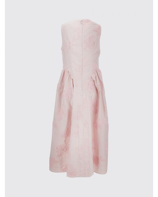 Vestido Midi De Algodón Con Bordados Florales ROTATE BIRGER CHRISTENSEN de color Pink