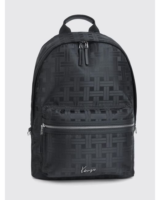 KENZO Black Mura Jacquard Polyester Backpack for men