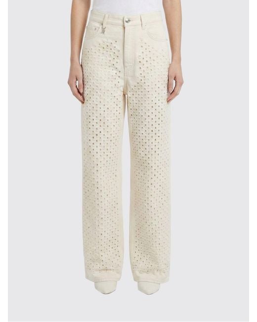 Vaqueros De Pierna Ancha En Denim De Algodón Con Inserciones Perforadas Amiri de color Natural