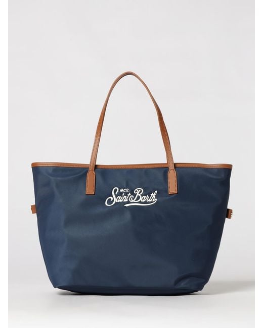 Mc2 Saint Barth Blue Nylon Shoulder Bag With Logo