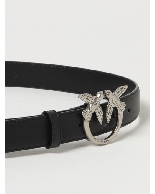 Pinko White Love Birds Leather Belt