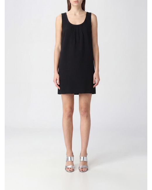 Saint Laurent Black Off-The-Shoulder Viscose Sheath Mini Dress