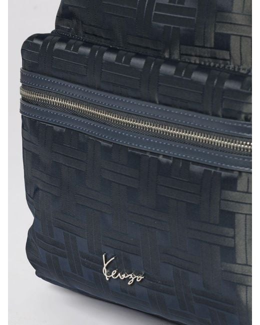 KENZO Black Mura Jacquard Polyester Backpack for men