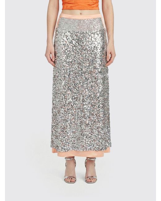 Rabanne Gray Sequin Midi Skirt