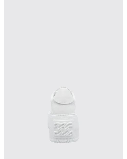 Casadei White Nexus Smooth Leather Platform Wedge Sneakers