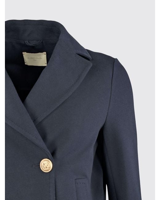 Circolo 1901 Blue Double-Breasted Cotton Coat