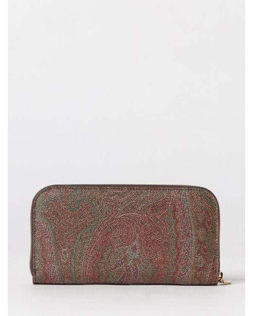 Etro Brown Arnica Coated Cotton Paisley Wallet
