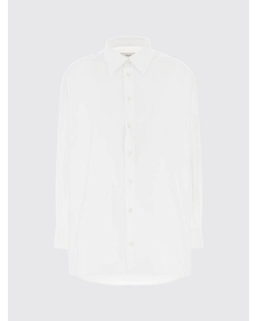 Orian White Relaxed Fit Striped Cotton Flannel Shirt With French Collar