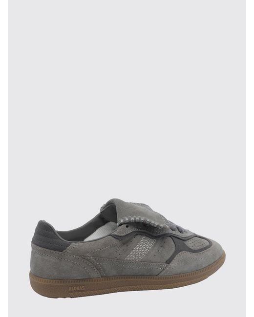 Alohas Gray Tb.490 Two-Tone Suede Sneakers With Laminated Logo
