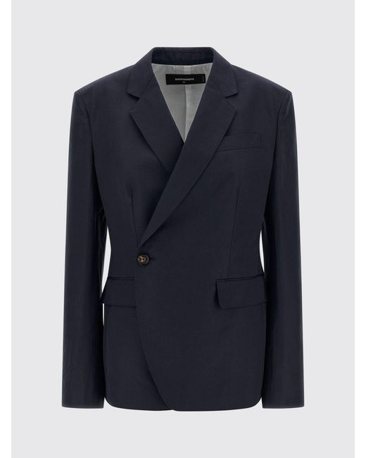 DSquared² Blue Double-Breasted Cotton Blend Blazer