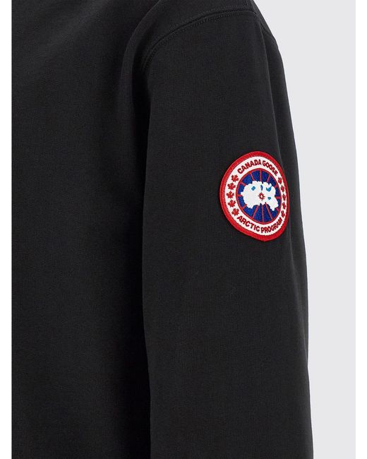 Canada Goose Black Cotton Hoodie With Kangaroo Pocket for men