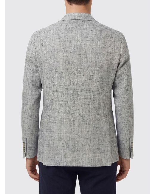 Tagliatore Gray Single-Breasted Cotton And Linen Blend Blazer for men