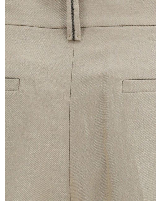 Brunello Cucinelli Natural Linen Palazzo Trousers