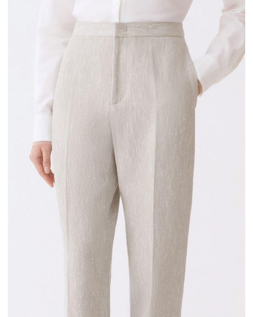 Fabiana Filippi White Wool And Cotton Blend Tailored Trousers
