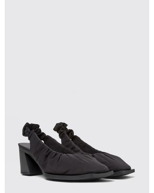 Camper Black Karole Ruched Fabric Slingback