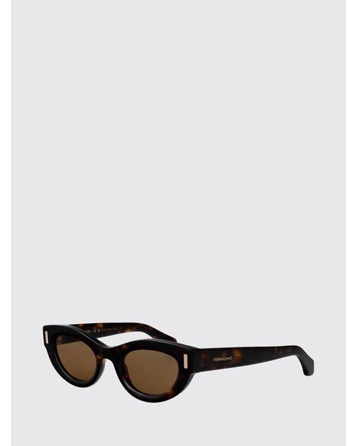 Ferragamo White Oval Cat-Eye Sunglasses