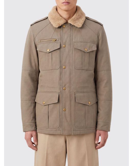 Brunello Cucinelli Natural Cotton And Nappa Sahariana Jacket With Thermore Padding for men