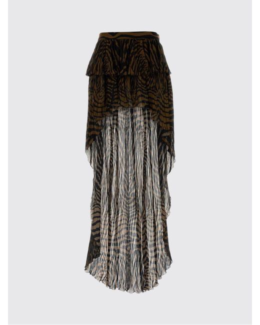 Blumarine Brown Printed Viscose Asymmetric Skirt