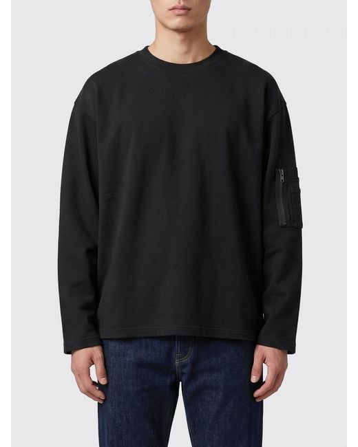 MM6 by Maison Margiela Black Long-Sleeved Cotton T-Shirt With Zip Pocket for men