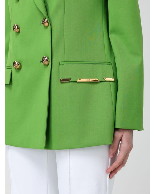 Elisabetta Franchi Green Double-Breasted Blazer