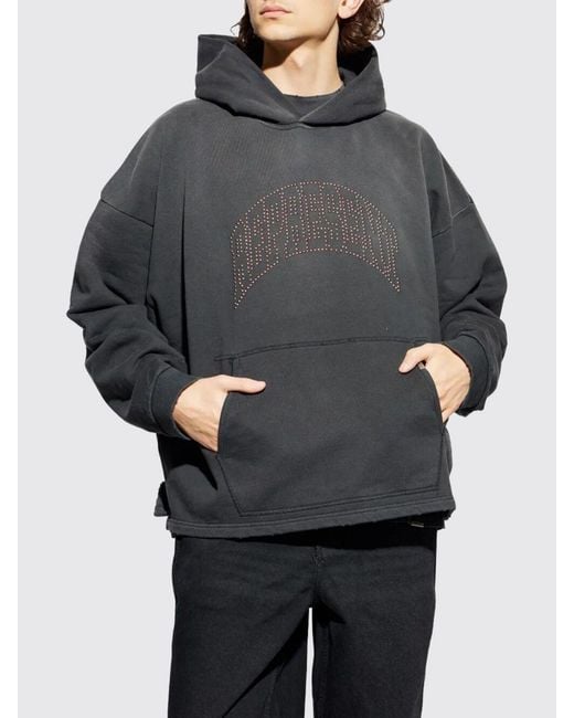 Represent Gray Cotton Hoodie With Logo for men
