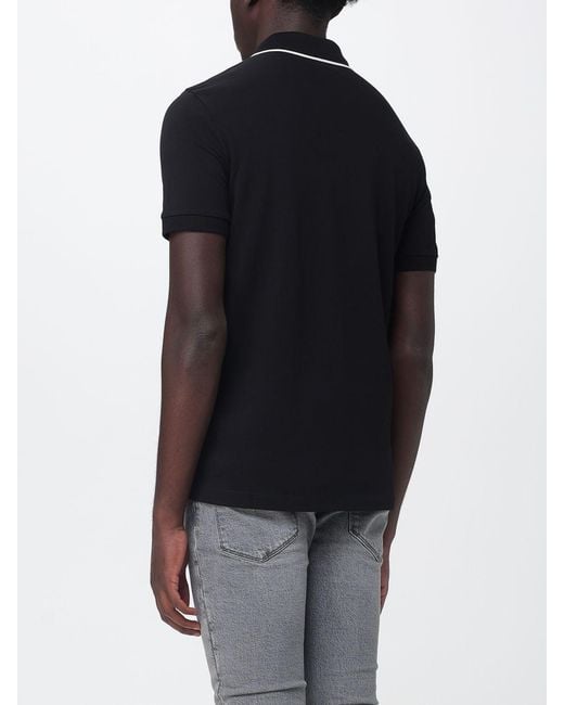 ARMANI EXCHANGE Black Pique Cotton Polo With Logo And Contrasting Details for men