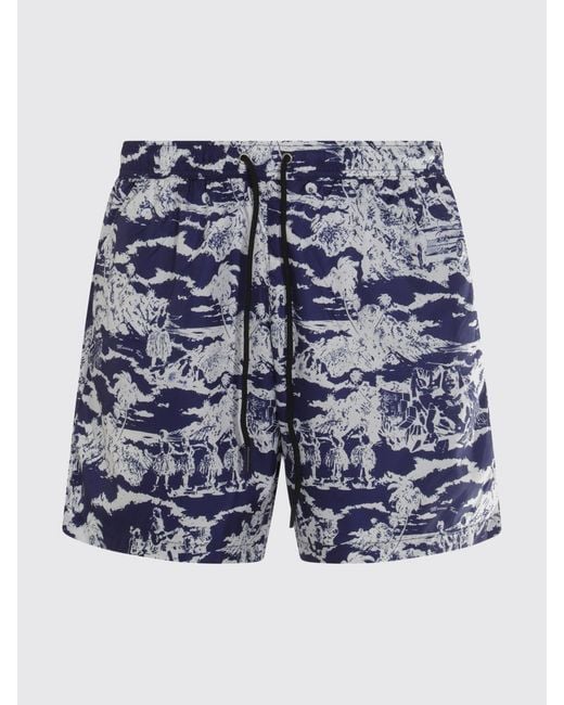 Mauna Kea Blue Printed Technical Fabric Swimsuit for men
